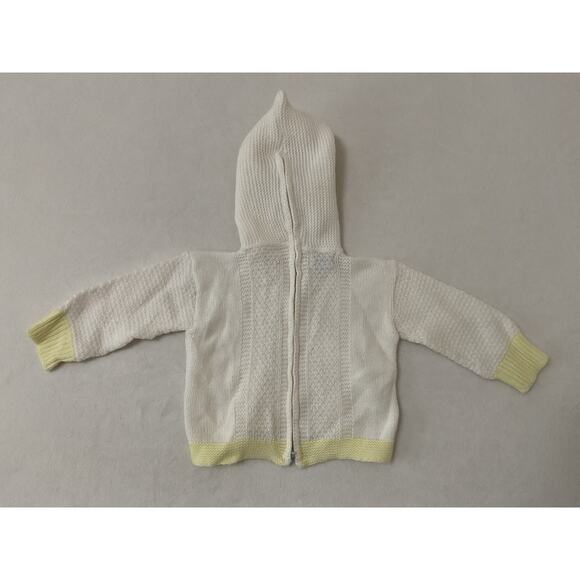 VTG Julius Berger Baby Blanket White Acrylic Yellow Bear Back Zip Weave - Picture 3 of 10